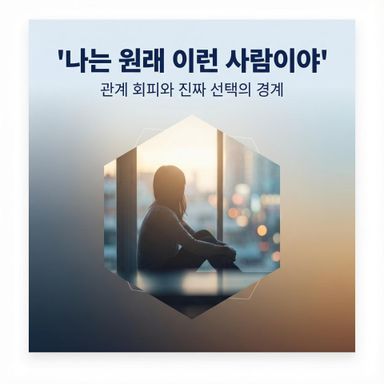 겉으로는 혼자가 편하다고 말합니다. 사람들과의 거리를 스스로 선택했다고 느낍니다.