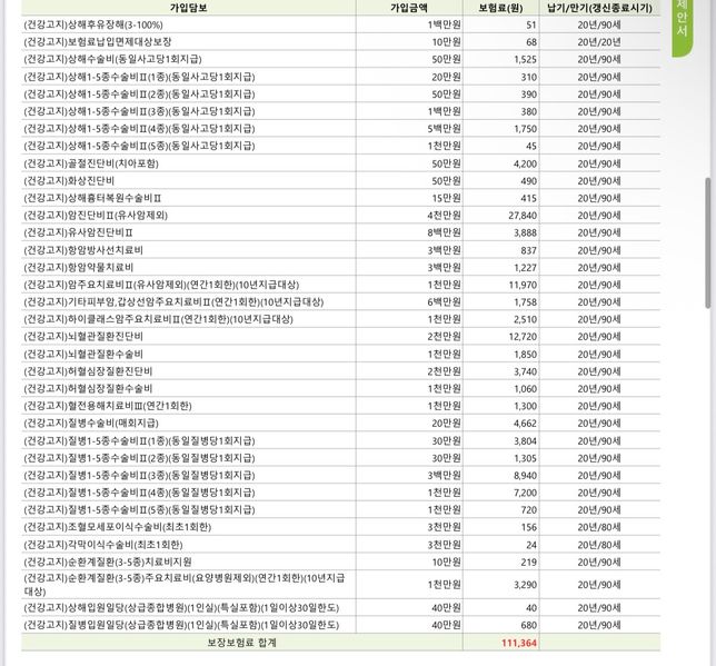 암보험, 종합보험 비교 부탁드립니다의 3번 째 이미지