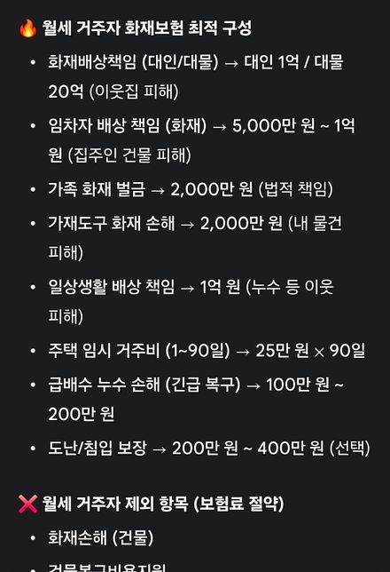 화재 보험 이 항목들만 넣어도 될가요?의 1번 째 이미지