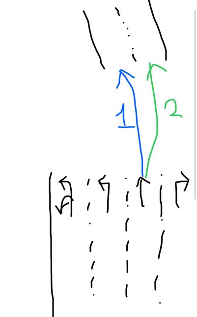 직진 금지 표시 없는 차선에서 직진할 경우 경로의 0번 째 이미지