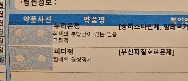처방된 피디정,항히스타민제하고 타이레놀 같이 복용해도되나요?의 0번 째 이미지