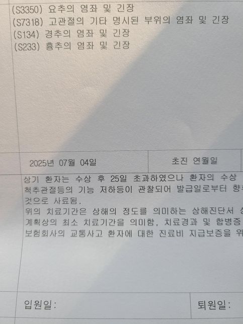 교통사고후 한의원 진단서 입니다 상해몇등급일까요?의 0번 째 이미지