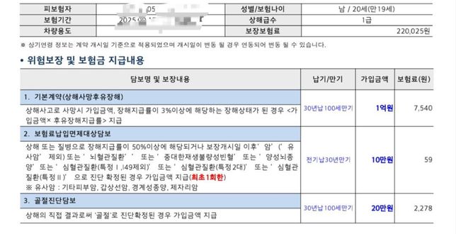 종합보험 설계 좀 봐주세요.20세 남.의 0번 째 이미지