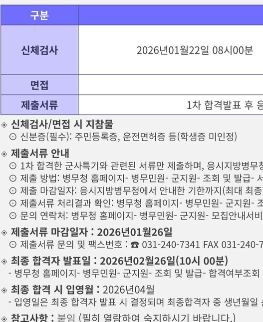 모집병 서류제출에 관해서 질문있습니다.의 1번 째 이미지
