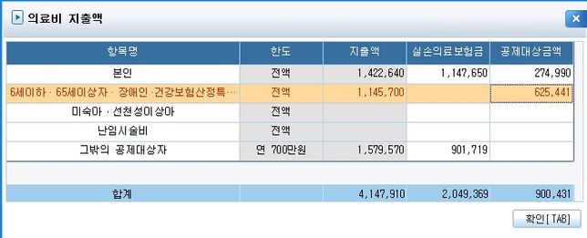 의료비 공제대상금액에 대한 질뮨입니다.의 0번 째 이미지