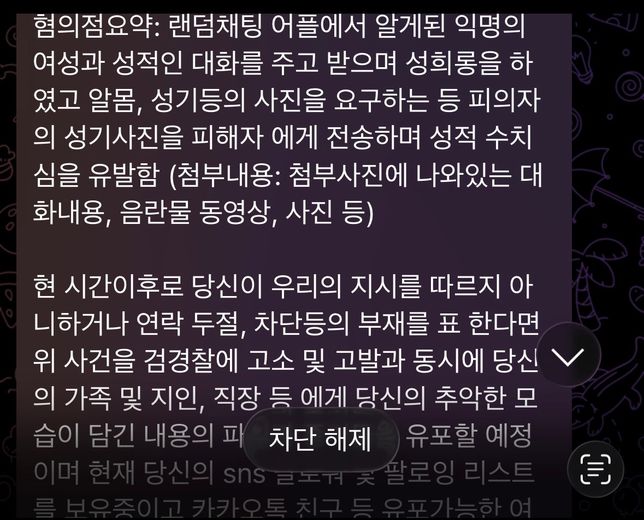 텔레그램 통매음 고소를 한다했는데 저는 죄가 없어요 억울하고 무섭습니다의 0번 째 이미지