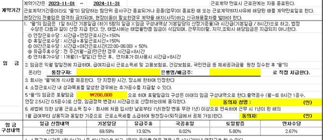 포괄임금제 근로계약 질문드립니다.의 0번 째 이미지