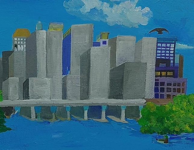 아크릴 물감으로 멀리 보이는 건물들을 그릴려고 하는데 몸통을 먼저 그리고 말린 뒤에 창문을 작게 그려야 하나요? 크게 그려야 하나요?의 0번 째 이미지