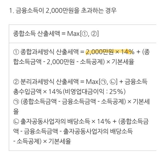 금융소득 종합과세 방식 계산시 비영업대금이익의 0번 째 이미지