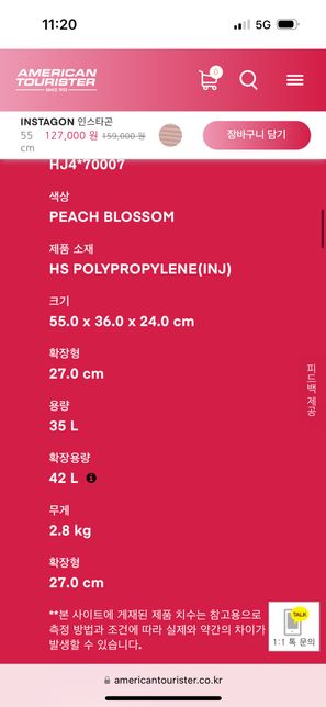 캐리어 크기 질문드립니다!!!!!의 0번 째 이미지