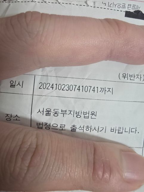 현장 즉결심판 출석통지서 출석일자가언제인가요??의 0번 째 이미지