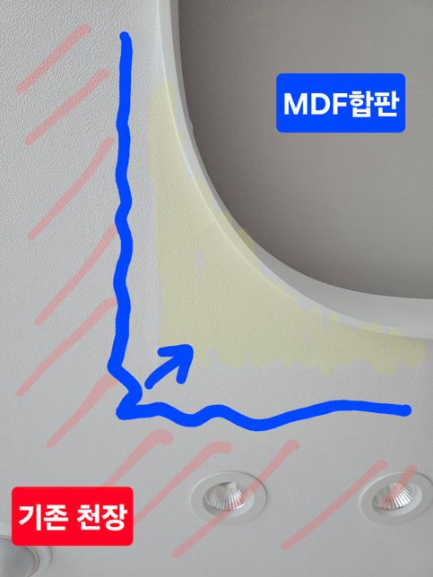천장 실크도배 작업했는데 색비침 문의의 0번 째 이미지