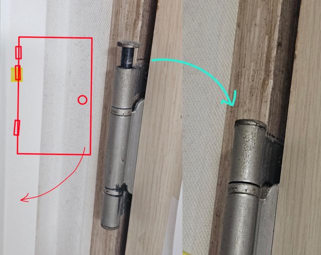 방문 경첩 총 3개 중 가운데만 그러던데, 왜그런건가요?의 0번 째 이미지