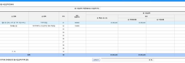 종합소득세 신고 시 부가세매출 0원 / 사업소득있을때 조정후총수입금액명세서 작성법의 1번 째 이미지