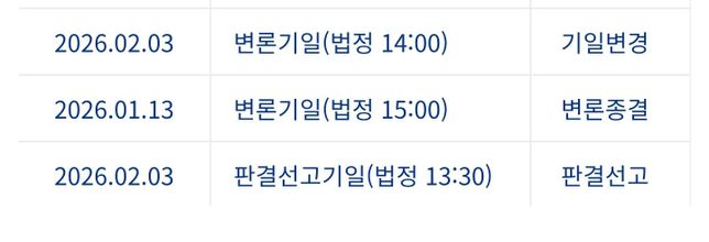 판결선고일에 변론 기일변경이 나오는데 이건 뭐죠?의 1번 째 이미지