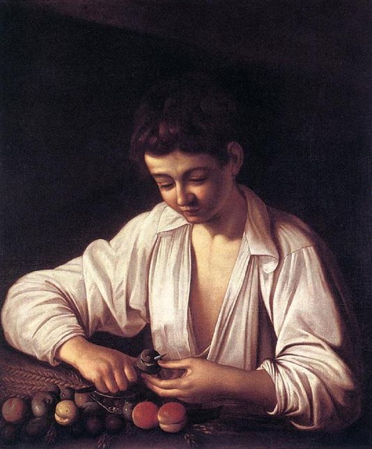 Caravaggio의 boy peeling a fruit에 대해 궁금합니다.의 1번 째 이미지