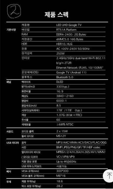 TV 구매예정 비교 부탁드립니다!!!의 1번 째 이미지