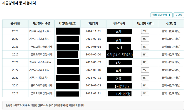 연말정산 원천징수영수증 전 직장들 다 제출해야하나요?의 0번 째 이미지