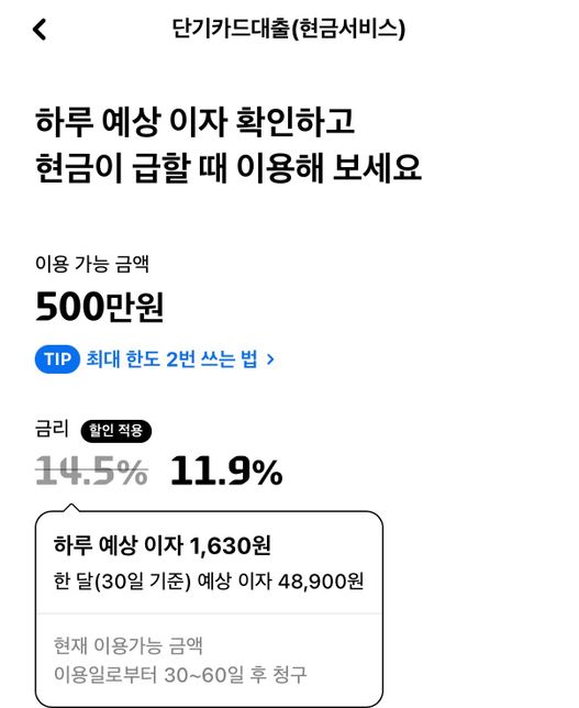 비상금대출 50짜리 3개 개설하기 vs 비상금대출 500짜리 개설 vs 카드론 현금서비스 리볼빙 등등하기의 3번 째 이미지