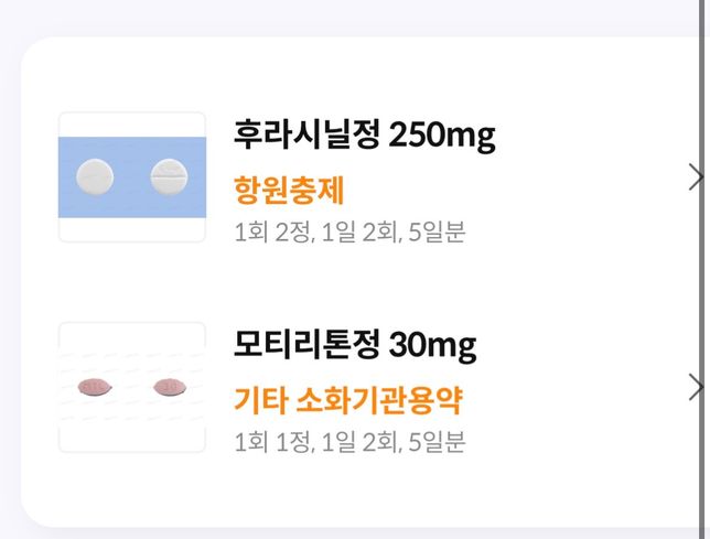 후라시닐정, 모티리톤정이랑 타이레놀의 0번 째 이미지