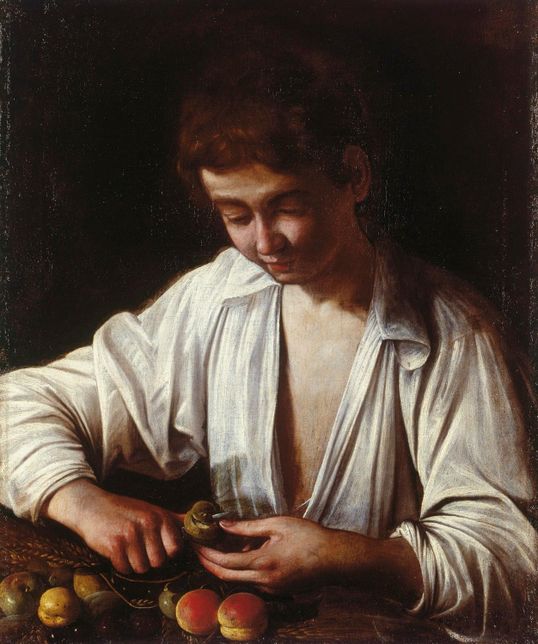 Caravaggio의 boy peeling a fruit에 대해 궁금합니다.의 0번 째 이미지
