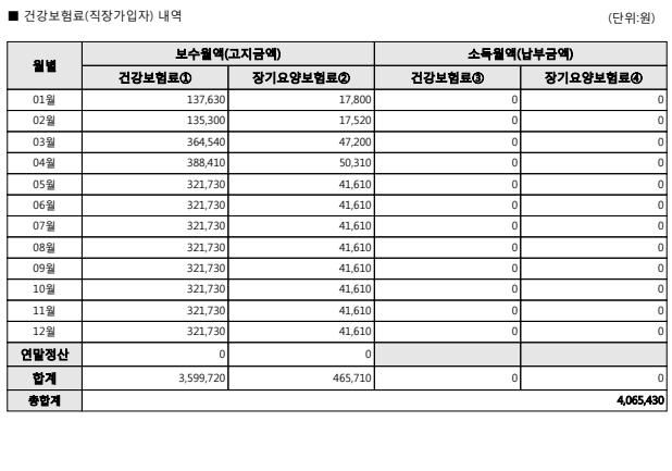 이중취업자 연말정산 간소화 자료 -건강보험, 고용보험의 0번 째 이미지