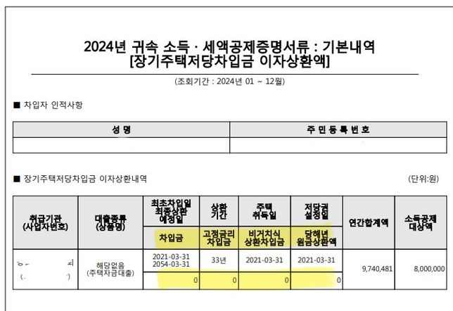 연말정산 장기주택저당차입금 이자상환액 공제 관련 질문입니다의 0번 째 이미지