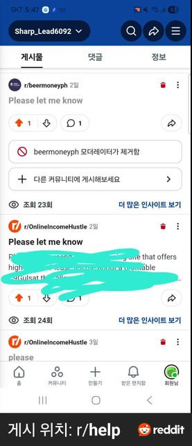 레딧에서 올린 글이 치단되는 이유를 모르겠어요..의 1번 째 이미지