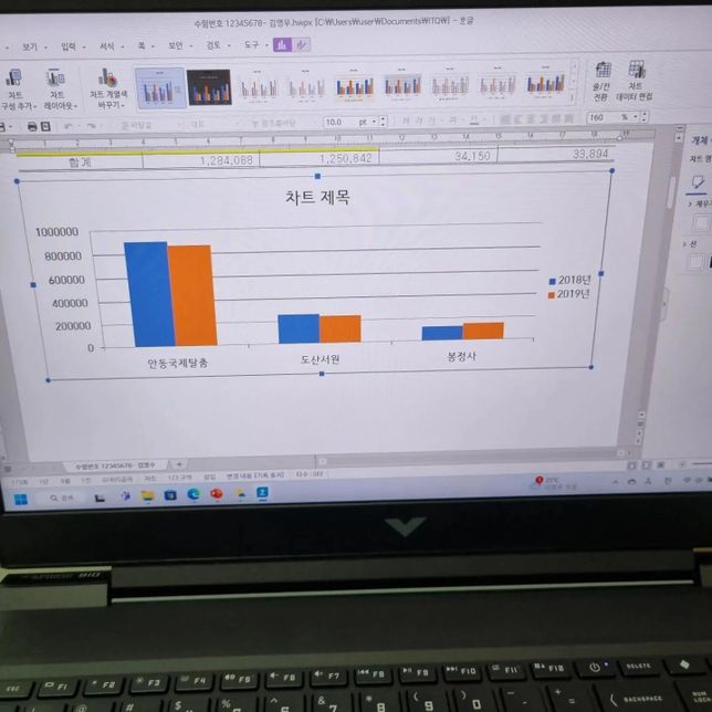 한글 2020 을 사용하는데 교제사용된 차트마법사 사용이 안되요.의 0번 째 이미지