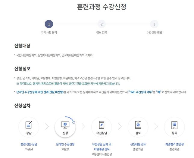 내일배움카드로 학원 수강신청을 했는데 도와주세요의 1번 째 이미지
