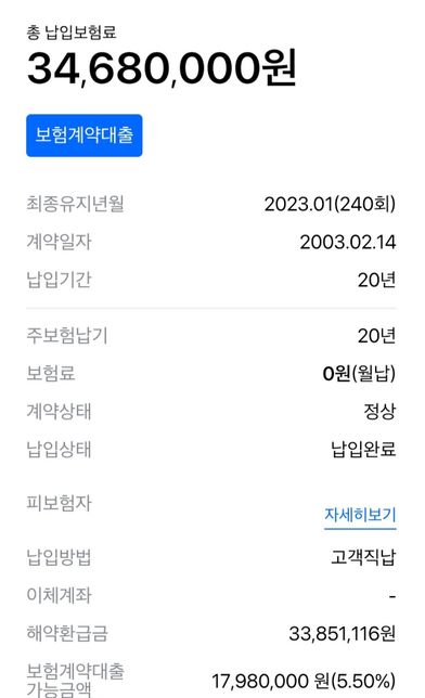 종신보험 20년 완납했습니다. 계속 가지고 가지고 가는게 좋을까요?의 0번 째 이미지