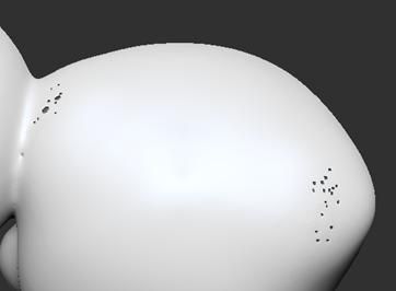 지브러쉬 모델링에서 모공같이 구멍난 면을 메우는 방법의 1번 째 이미지