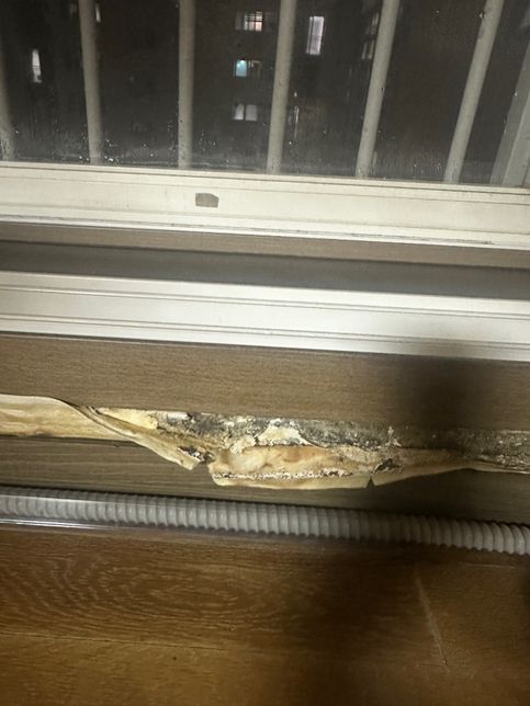 샷시쪽이 물이들어오면서 시멘트가 부서집니다.의 1번 째 이미지