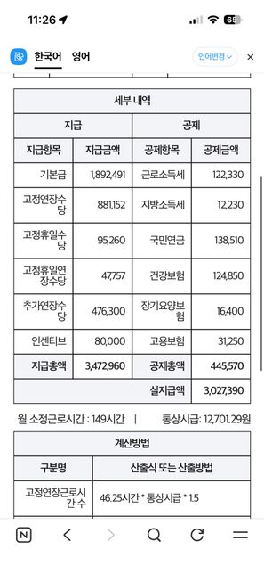 근로계약서 확인해주세요 받는급여가 이상합니다의 0번 째 이미지
