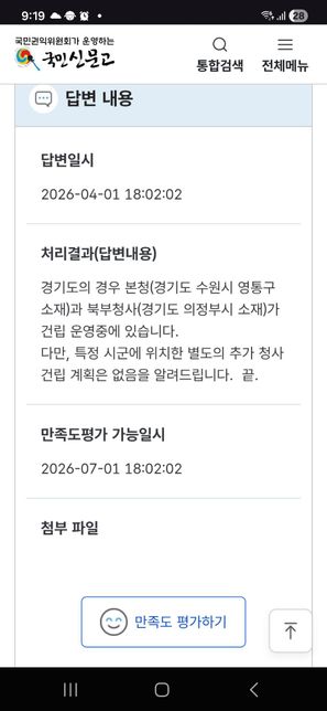 경기도청 추가 청사 계획이 없다는 답변은 영구적으로 불가하다는 뜻인가요, 아니면 현재만 계획이 없다는 뜻인가요?의 0번 째 이미지