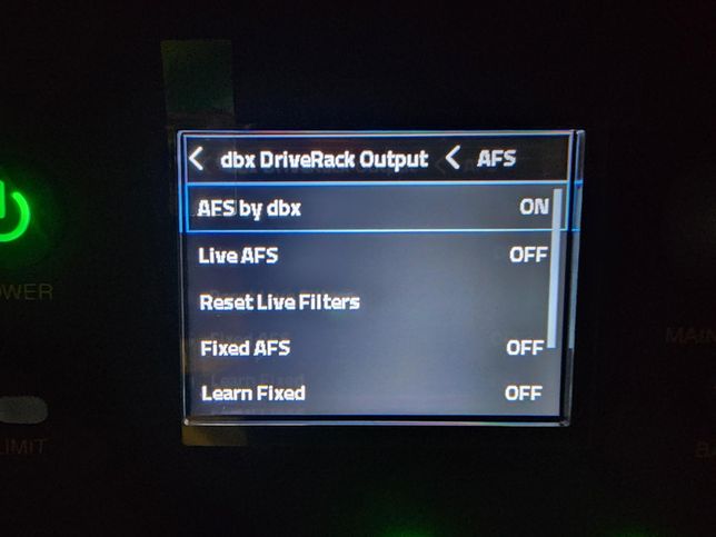 JBL PRX ONE 스피커 메뉴질문입니다AFS 에서의 0번 째 이미지