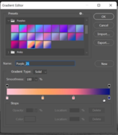 포토샵에서 그라데이션 툴의 편집기가 안보일때 보이게 하는 방법은?의 1번 째 이미지