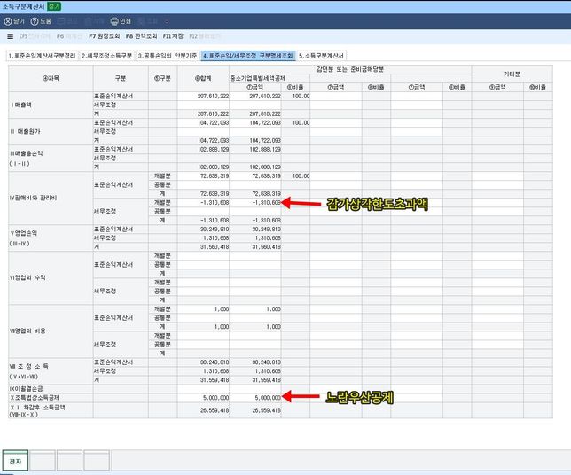 종합소득세 개인조정 소득구분계산서 봐주세요의 0번 째 이미지
