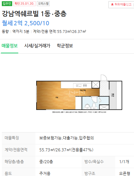 제가 전재산 7천만원이 있는데. 허그대출로 강남오피스텔 반전세로 이사가능 한가요?의 1번 째 이미지