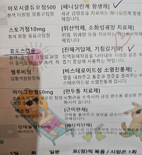 처방받은 첨부약들 지금 11시20분 복용후 자기전에 소화안대면 속펜하겐정 추가로 복용해도되나요?의 0번 째 이미지