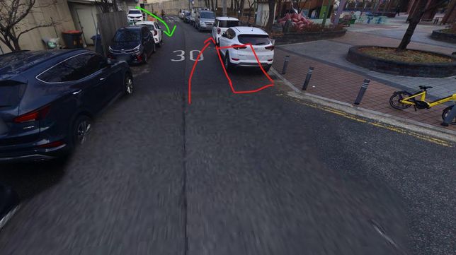 선 없는 이면도로 주차 사고시 과실비율의 1번 째 이미지