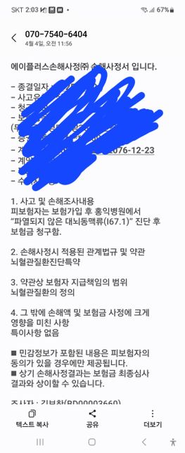 보험현장심사후 이렇게 문자가왔어요.의 0번 째 이미지