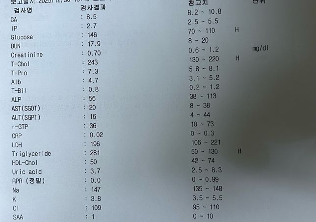 저희 어머니 혈액검서 결과지인데 영양제 추천 부탁드려요의 0번 째 이미지