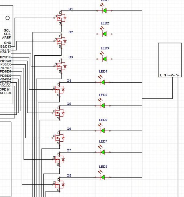 LED에 모스펫 연결된 회로입니다 이렇게 연결 된 거 맞나요?의 0번 째 이미지