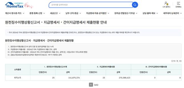 퇴직소득 원천세, 간이지급명세서 금액 상이한 경우의 0번 째 이미지