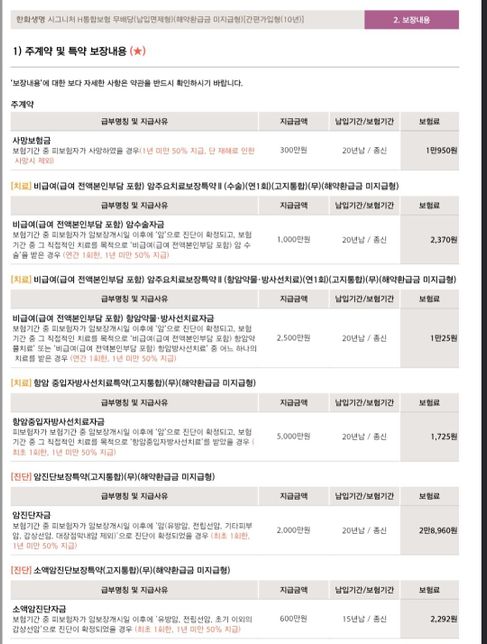 암보험 제안서를 받앗는데 확인해주세요 저희엄마의 1번 째 이미지