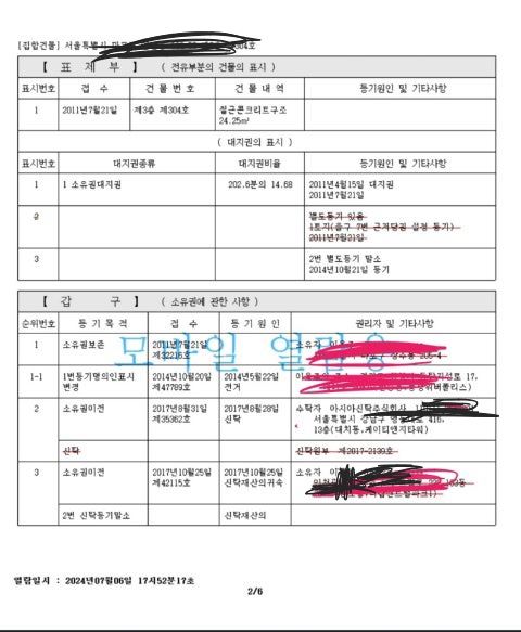 이번에 원룸 가계약을 했는데 등기부등본 질문의 0번 째 이미지