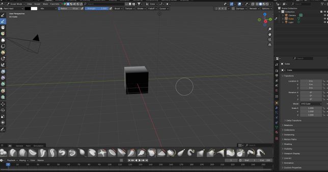 블렌더 스컬핑 페인트 적용이 안됩니다의 1번 째 이미지