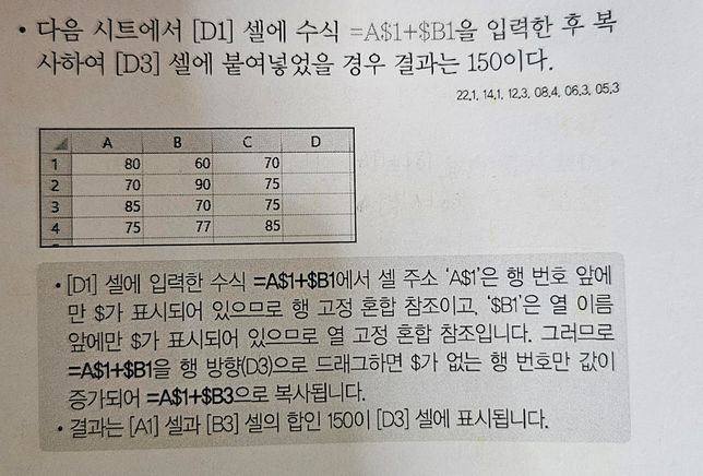 컴활2급 혼합참조 문제 이해가 안됩니다..의 0번 째 이미지