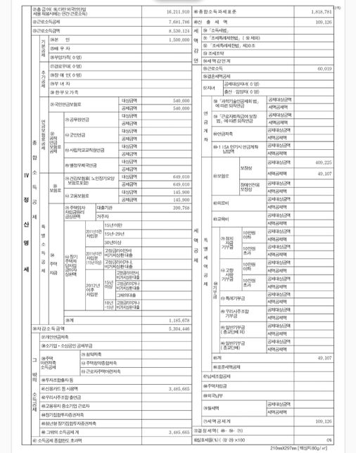 연말 원천징수 영수증좀 확인부탁드려요의 1번 째 이미지